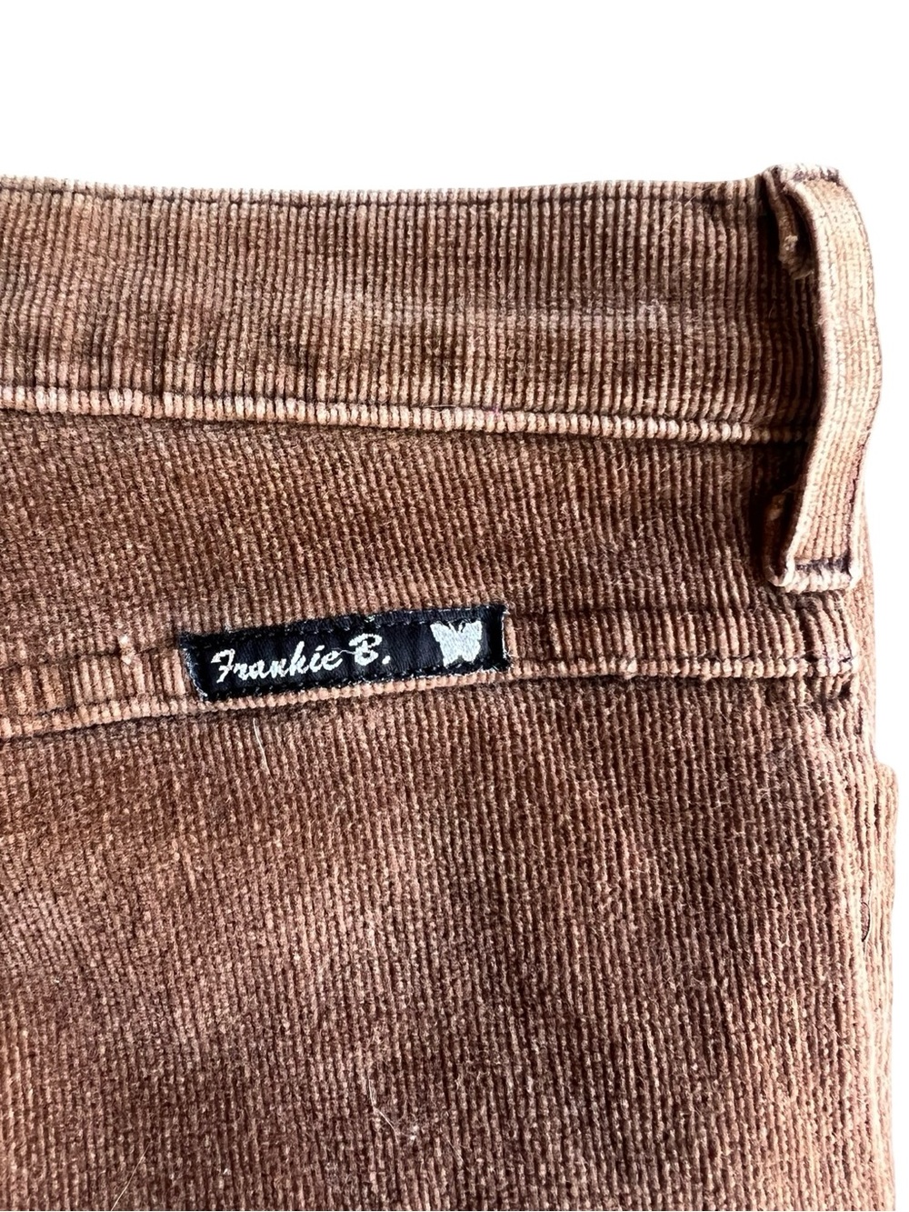 Rare FRANKIE B Y2K Flare Brown Velvet Pants Early-2000s USA-Made 9” Rise Stretch - Picture 6 of 10